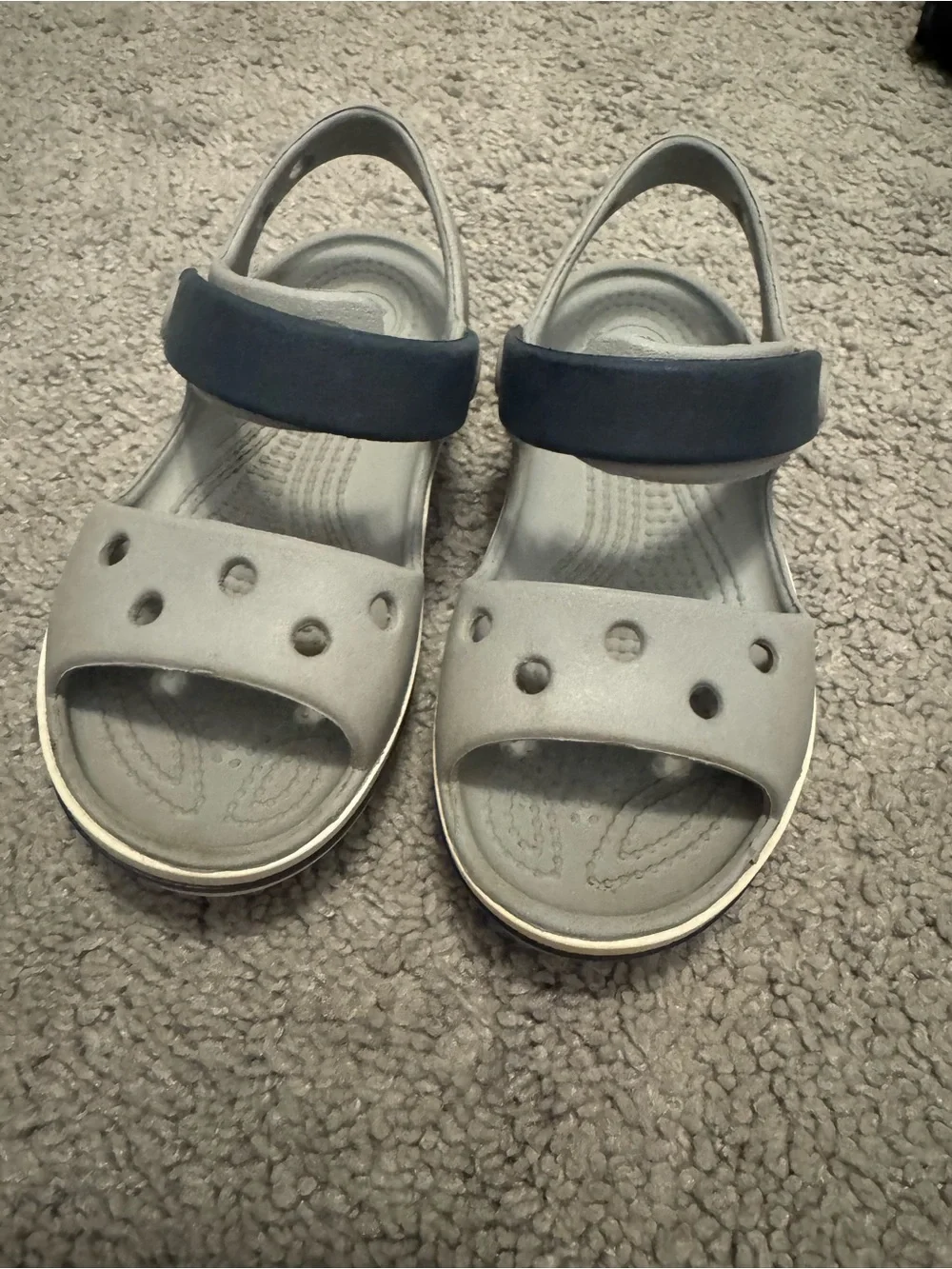 Kids Crocs Gray and Navy Sandals size C9